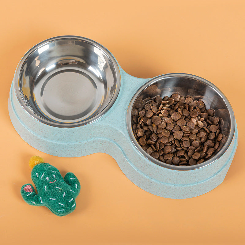 Double Pet Bowls Dog Food Water Feeder Stainless Steel Pet Drinking Dish Feeder Cat Puppy Feeding Supplies Small Dog Accessories - Majestic Pet Kingdom