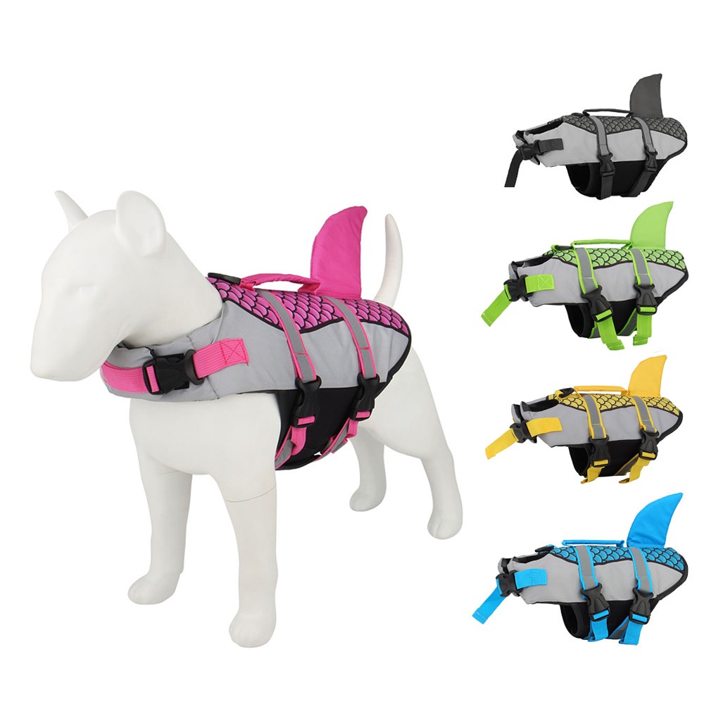 Swim Pet Dog Life Jacket Vest Clothes Life Vest Collar Harness Pets Swimming Summer Swimwear Scales Shark Pet Products - Majestic Pet Kingdom