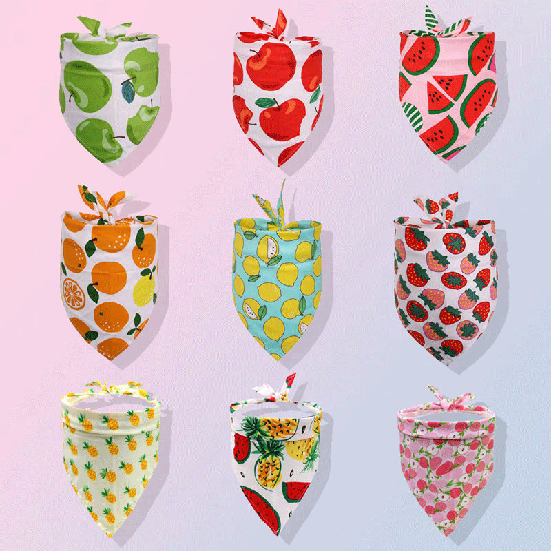 Pet Accessories Summer Pet Drool Towel Fruit Style Pet Scarf Pure Cotton Dog Triangle Scarf | Purrfect Pet Kingdom