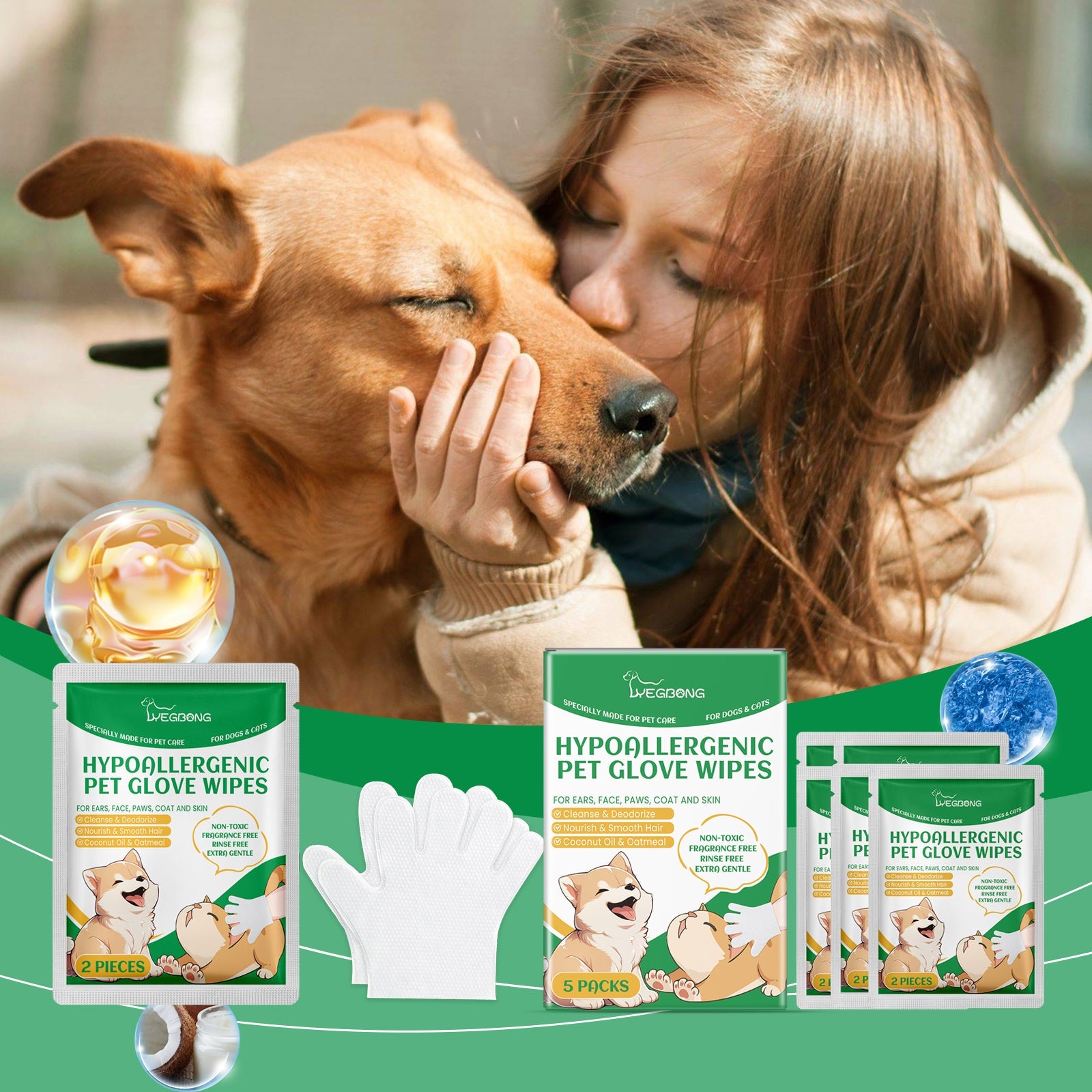 Pet Grooming Wipes: Disposable Hair & Skin Gloves