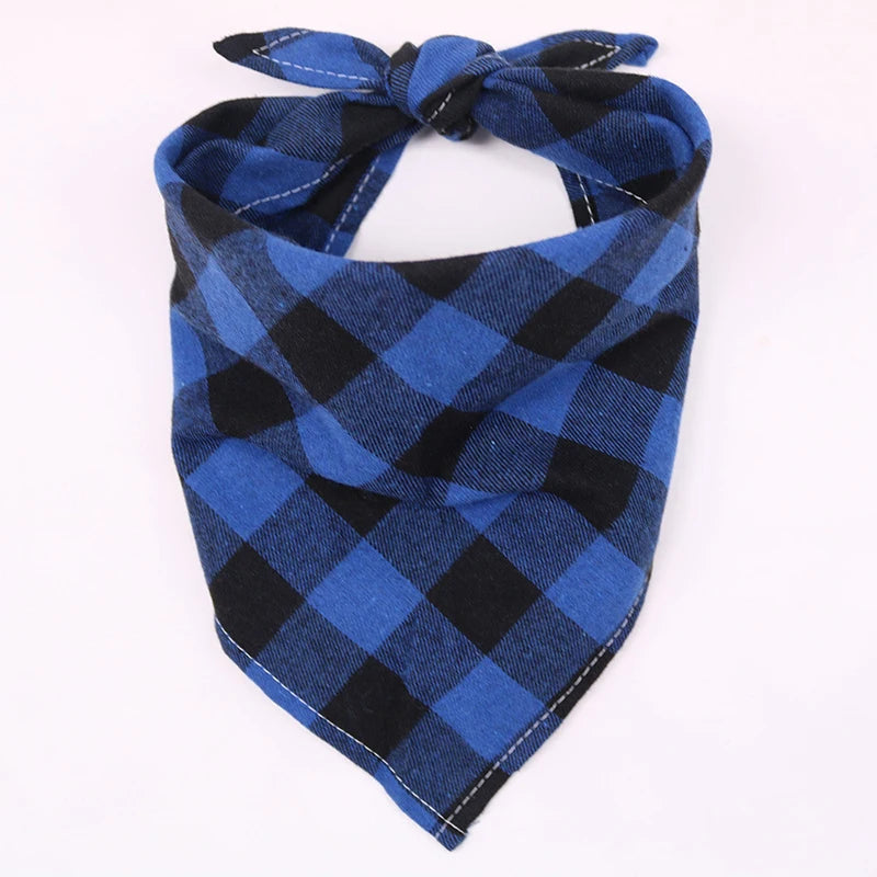 Dog Bandana Plaid Cotton Triangle Scarf & Bow Tie Collar Large - Detail Angle 4 | Majestic Pet Kingdom
