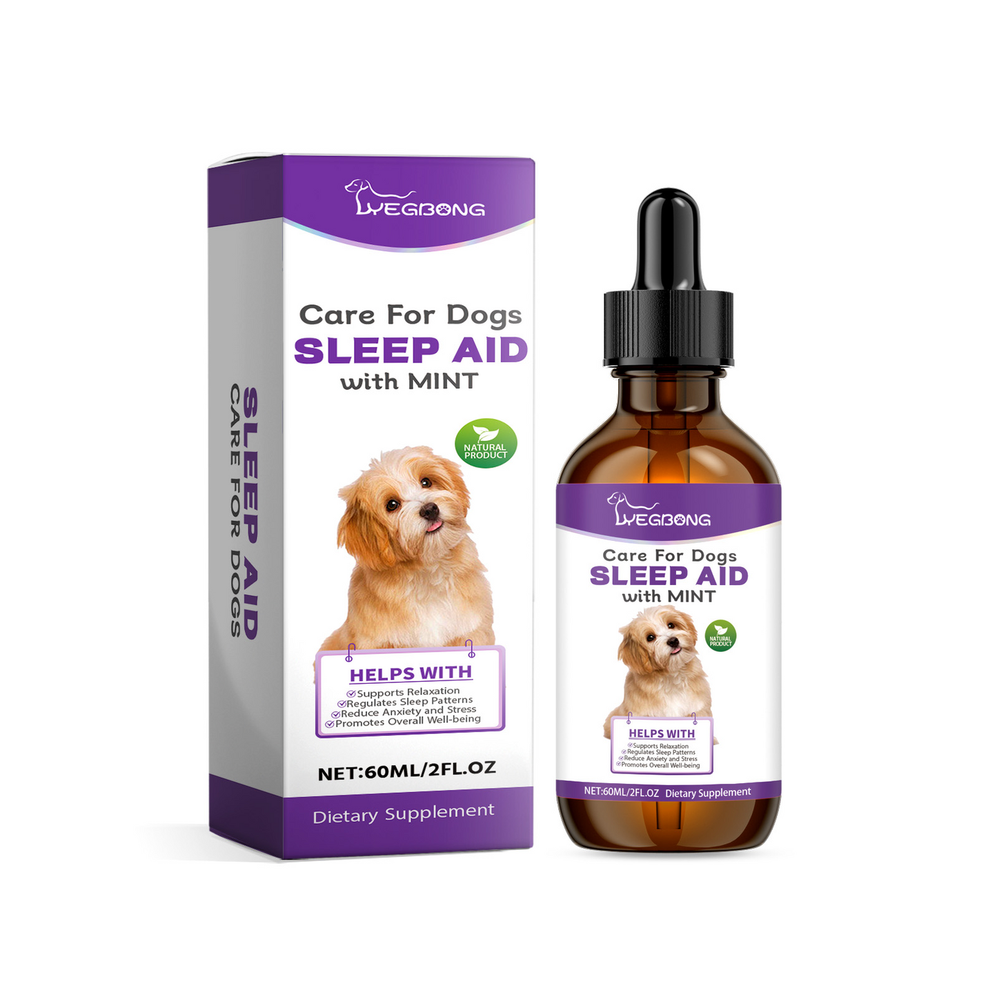 Dog Calming Drops Night Sleep Support Herbal Liquid Suppleme