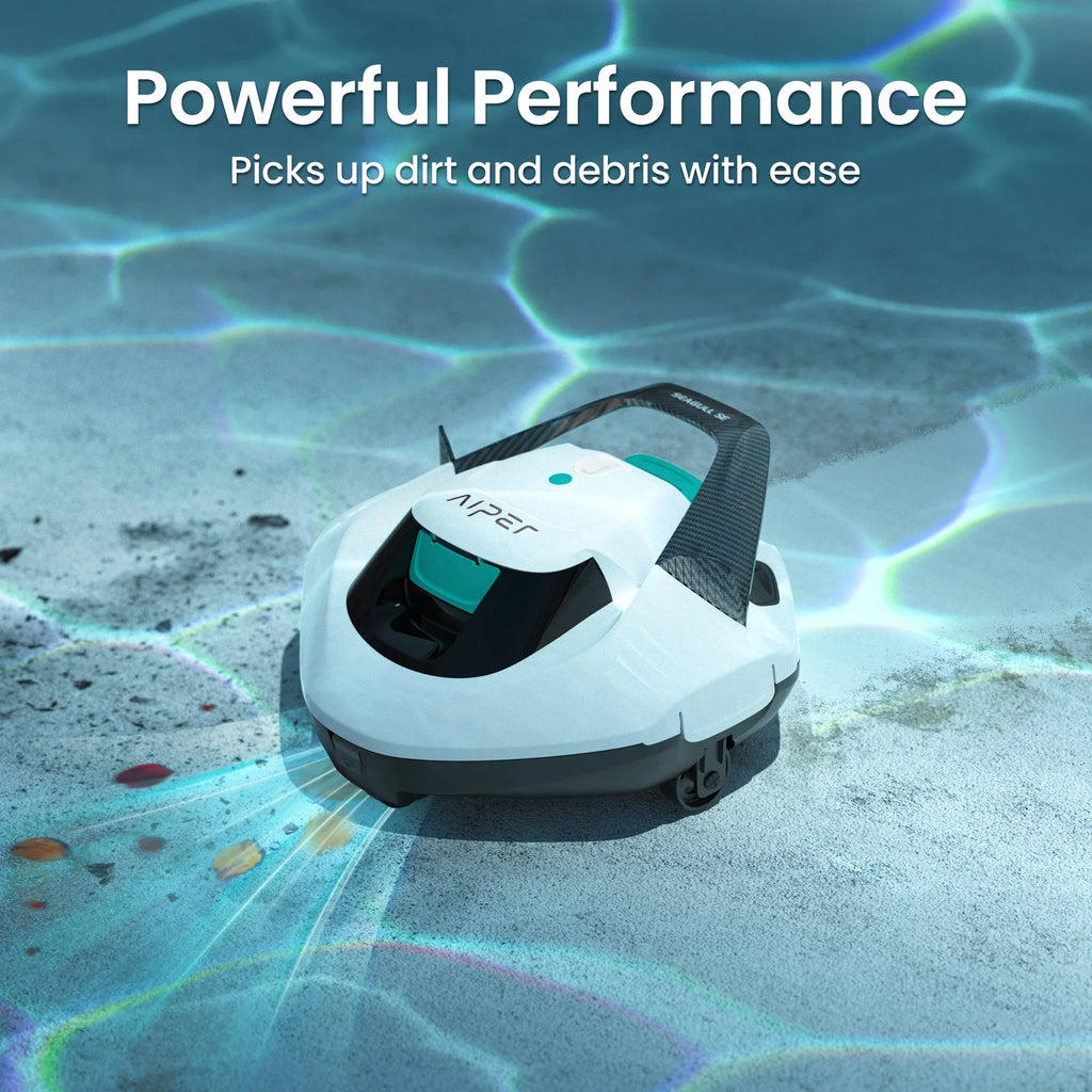 Seagull SE 2025 AIPER Cordless Pool Robot Cleaner with 1200GPH Strong Suction, 90 Mins Runtime, LED Indicator,Pool Vacuum for Above-Ground Pool up to 40 Feet, Refurbished,White - Majestic Pet Kingdom