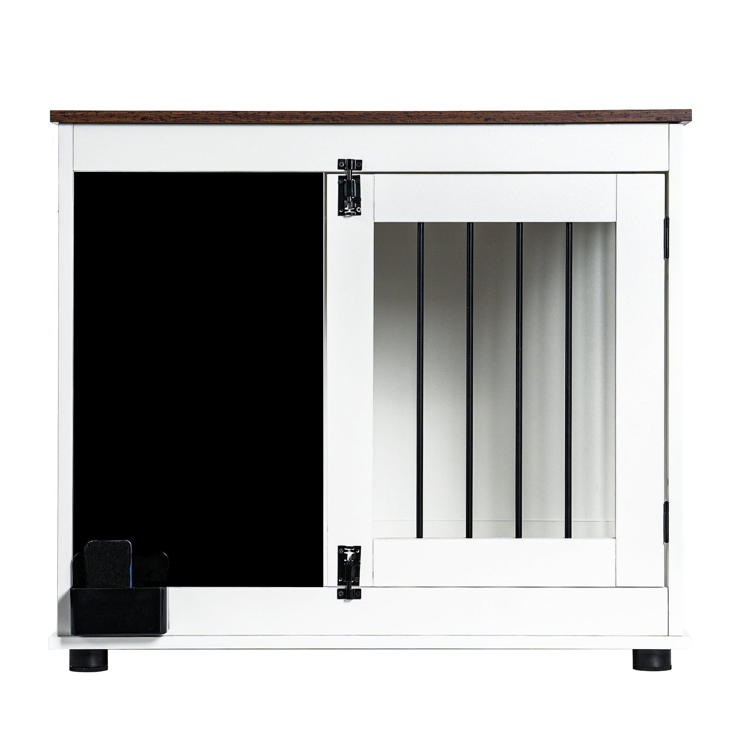 Dog Crate Furniture Wooden Kennel Double Door End Table White - Detail Angle 7 | Majestic Pet Kingdom