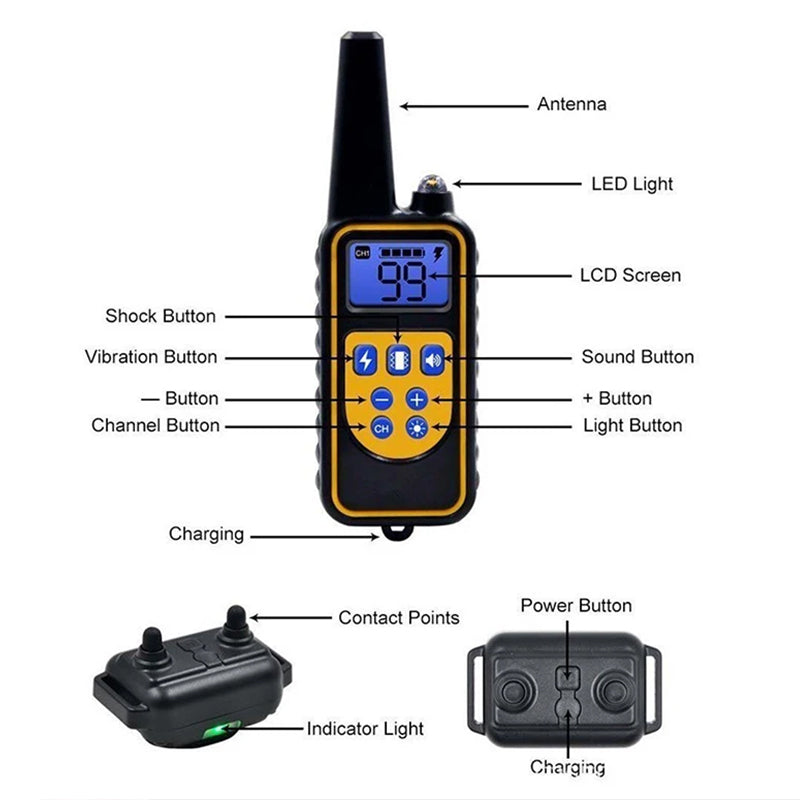 Dog training supplies - bark control device. The collar features electric shock and vibration for training. - Majestic Pet Kingdom