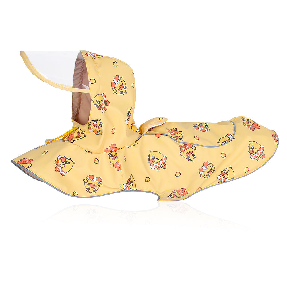 Dog Raincoat Transparent PU Leather Reflective Waterproof Cape - Detail Angle 3 | Majestic Pet Kingdom