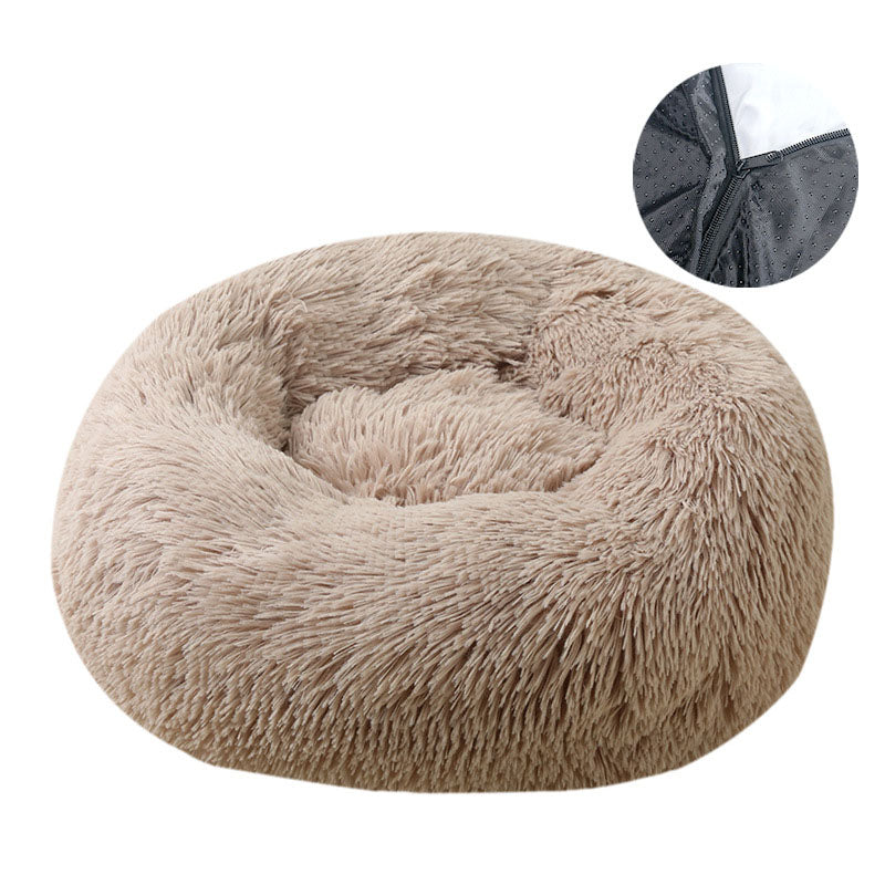 Dog Bed Round Plush Donut Removable Washable Warm Sleeping Mat - Detail Angle 5 | Majestic Pet Kingdom