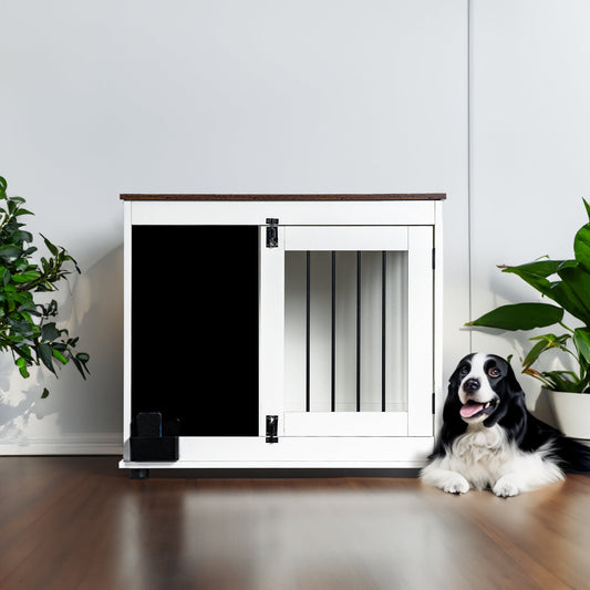 Doodle dog cage,kennel with 2 doors, dog crate interior furniture, heavy duty wooden dog cage for medium and small dogs, white | Purrfect Pet Kingdom