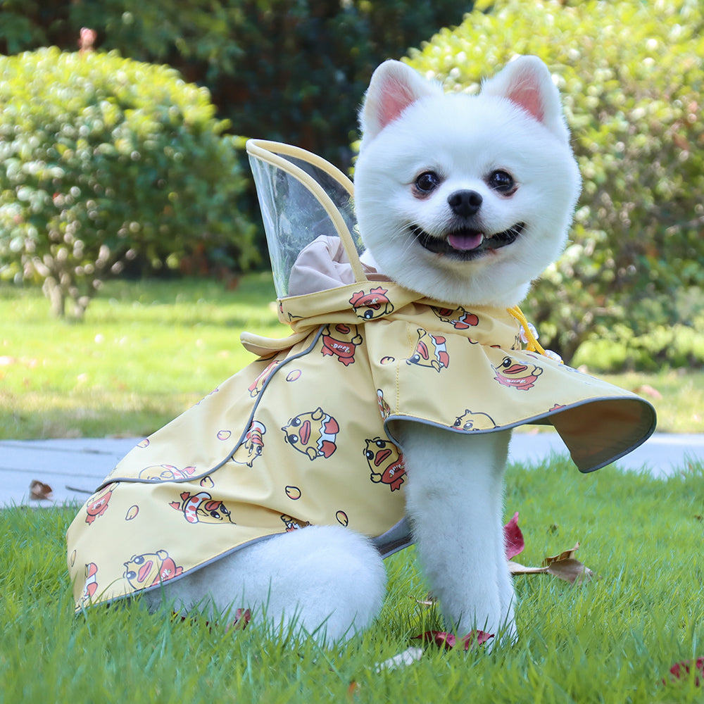 Dog Raincoat Transparent PU Leather Reflective Waterproof Cape - Detail Angle 5 | Majestic Pet Kingdom