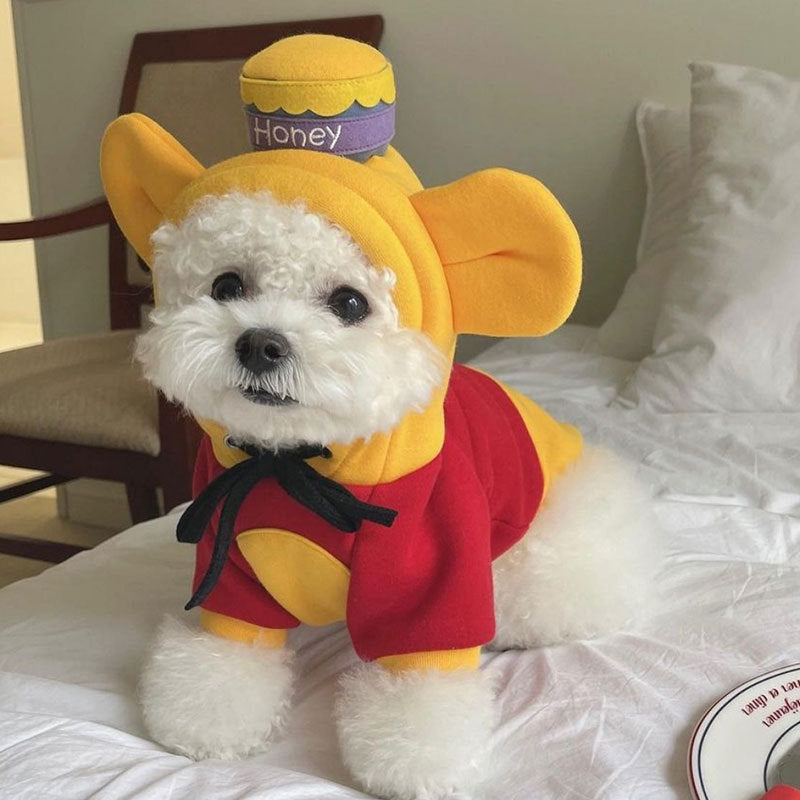 Autumn And Winter New Dog Sweater Winnie The Pooh Transfiguration Thin Cat Two-Piece Small And Medium-Sized Dog Pet Clothes - Majestic Pet Kingdom
