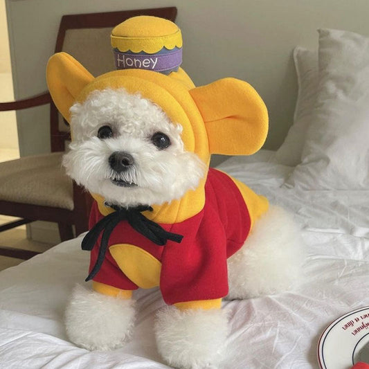 Autumn And Winter New Dog Sweater Winnie The Pooh Transfiguration Thin Cat Two-Piece Small And Medium-Sized Dog Pet Clothes - Majestic Pet Kingdom
