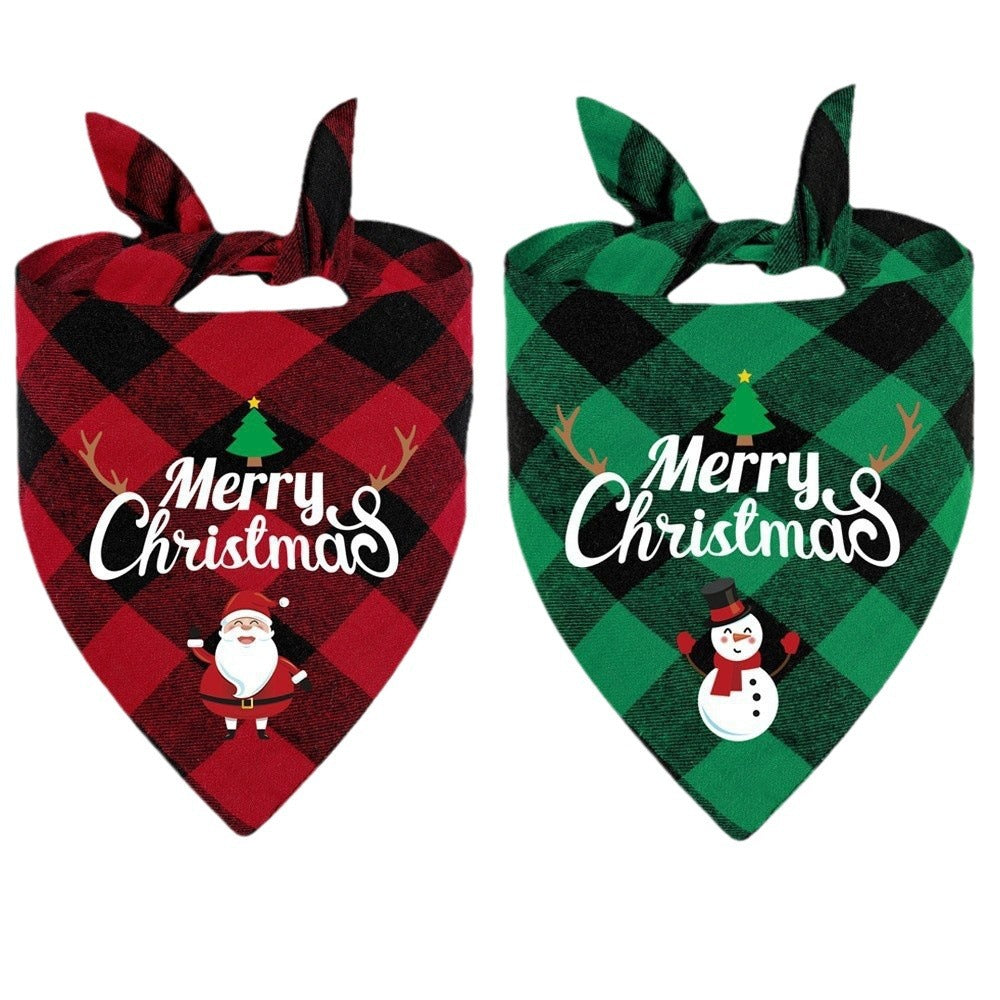 Dog Bandana Christmas Holiday Festive Triangle Saliva Scarf Bib - Detail Angle 3 | Majestic Pet Kingdom