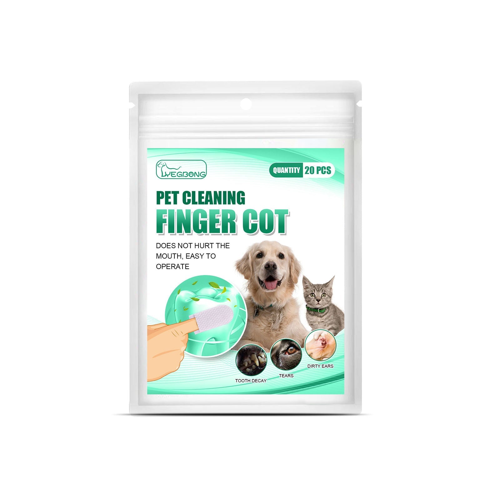 Dog Toothbrush Disposable Finger Sleeves Oral Cleaning Care 50ct - Detail Angle 3 | Majestic Pet Kingdom