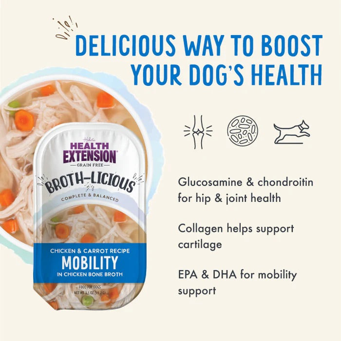 Health Extension Broth-Licious Mobility Chicken & Carrot Bone Broth Topper (3.5oz) - Majestic Pet Kingdom
