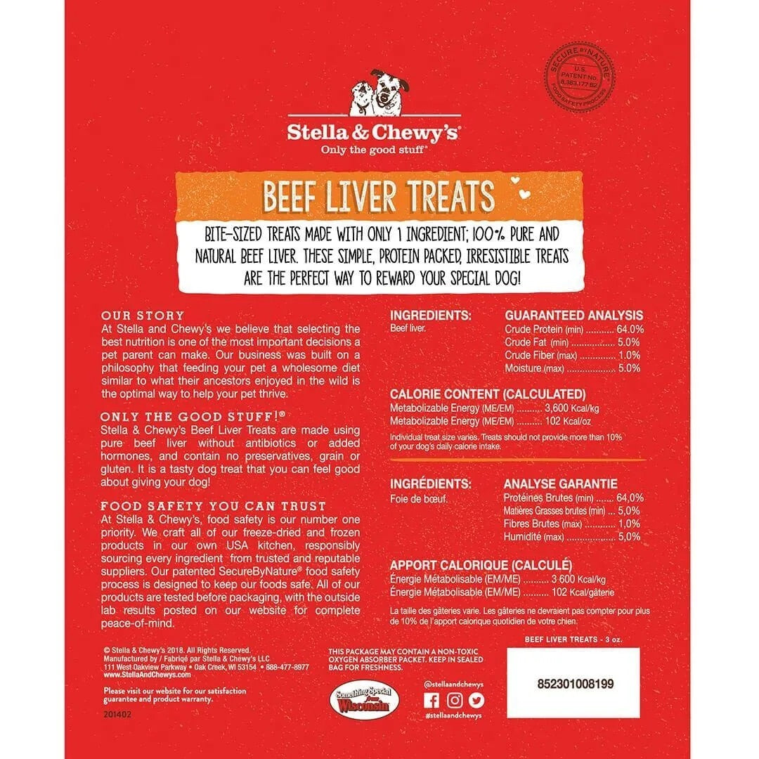 Dog Treats Stella & Chewys Beef Liver Freeze-Dried Treats 3oz - Detail Angle 2 | Majestic Pet Kingdom