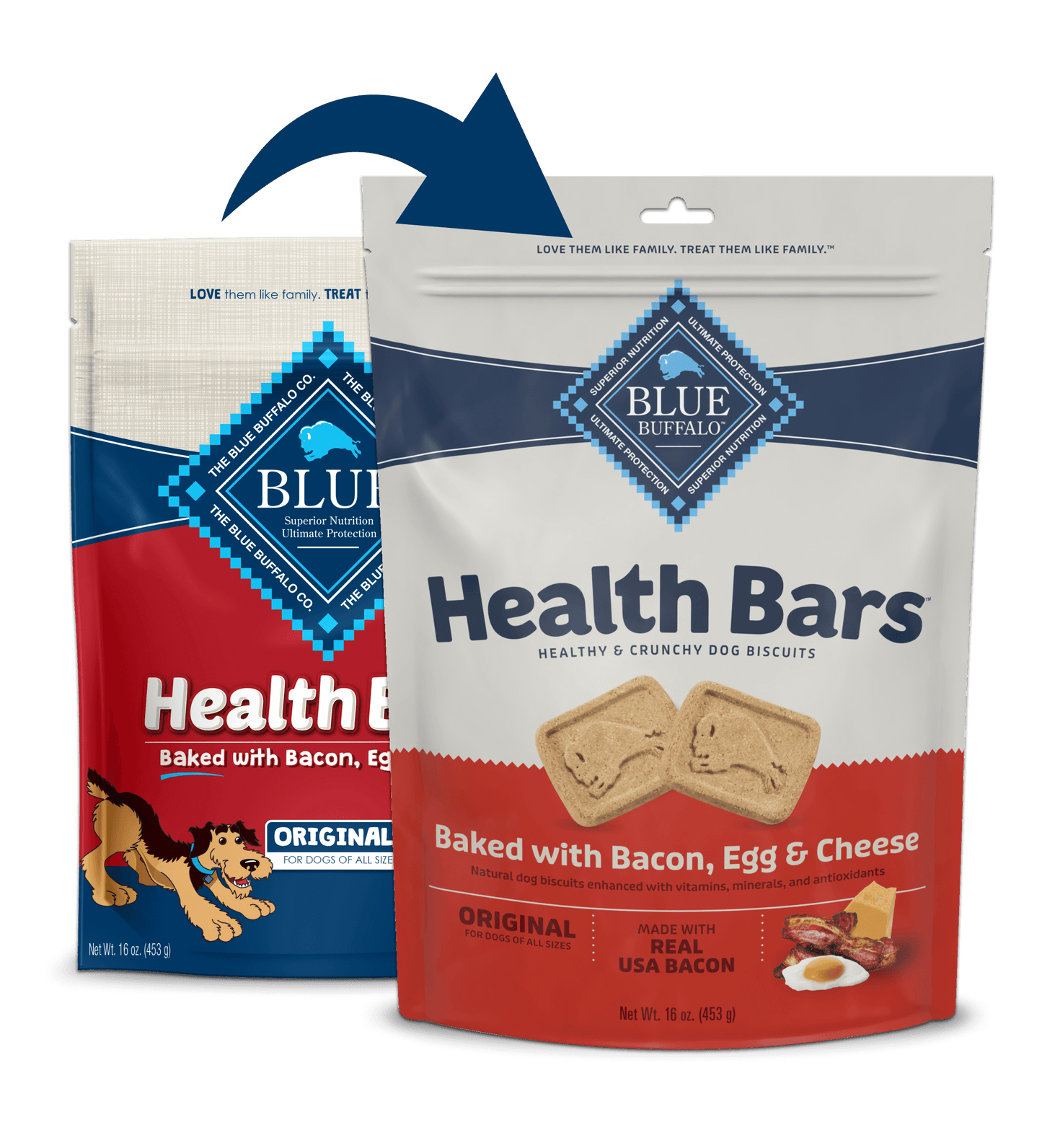 Dog Treats Blue Buffalo Health Bars Bacon Egg Cheese 16oz Ba