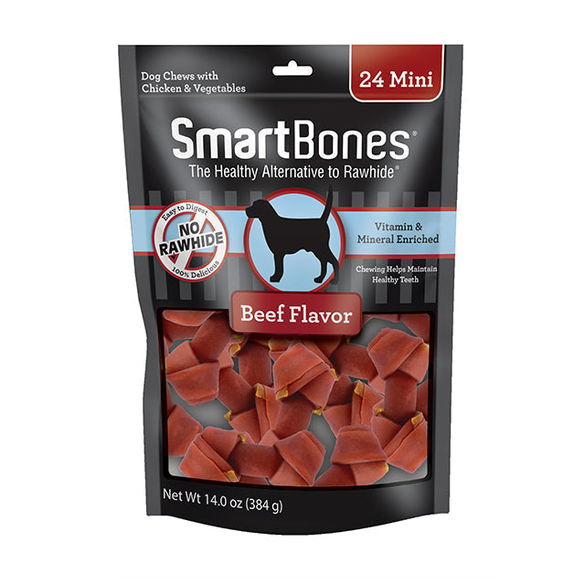 Dog Chews SmartBones Beef Rawhide-Free Mini Chewing Bones 24