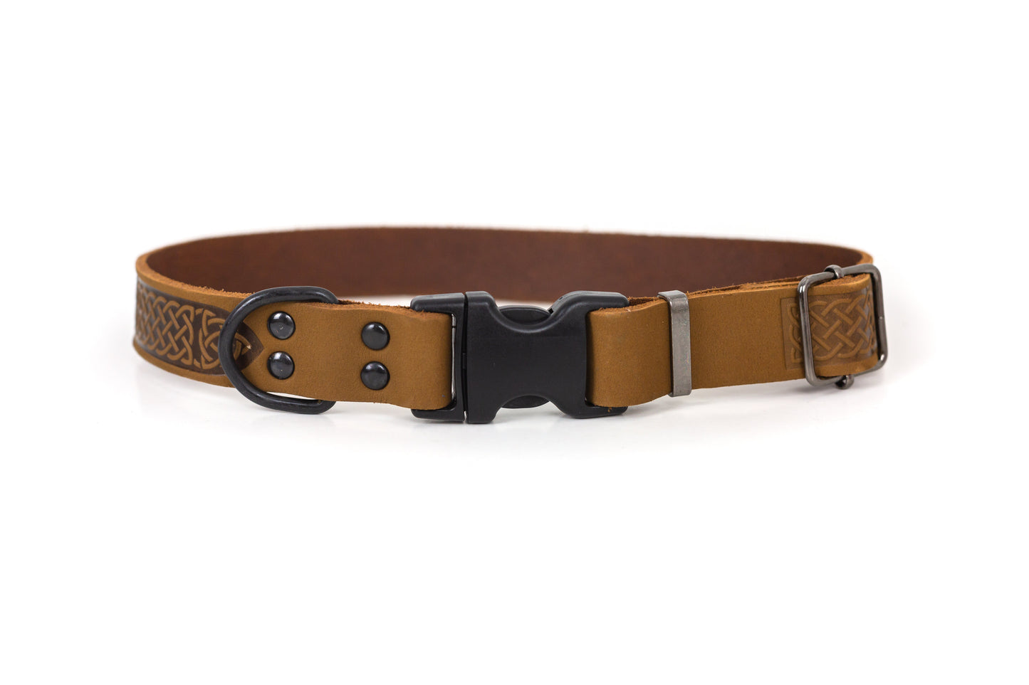 Dog Collar Celtic Sport Leather Quick-Release Buckle Strap - Detail Angle 4 | Majestic Pet Kingdom