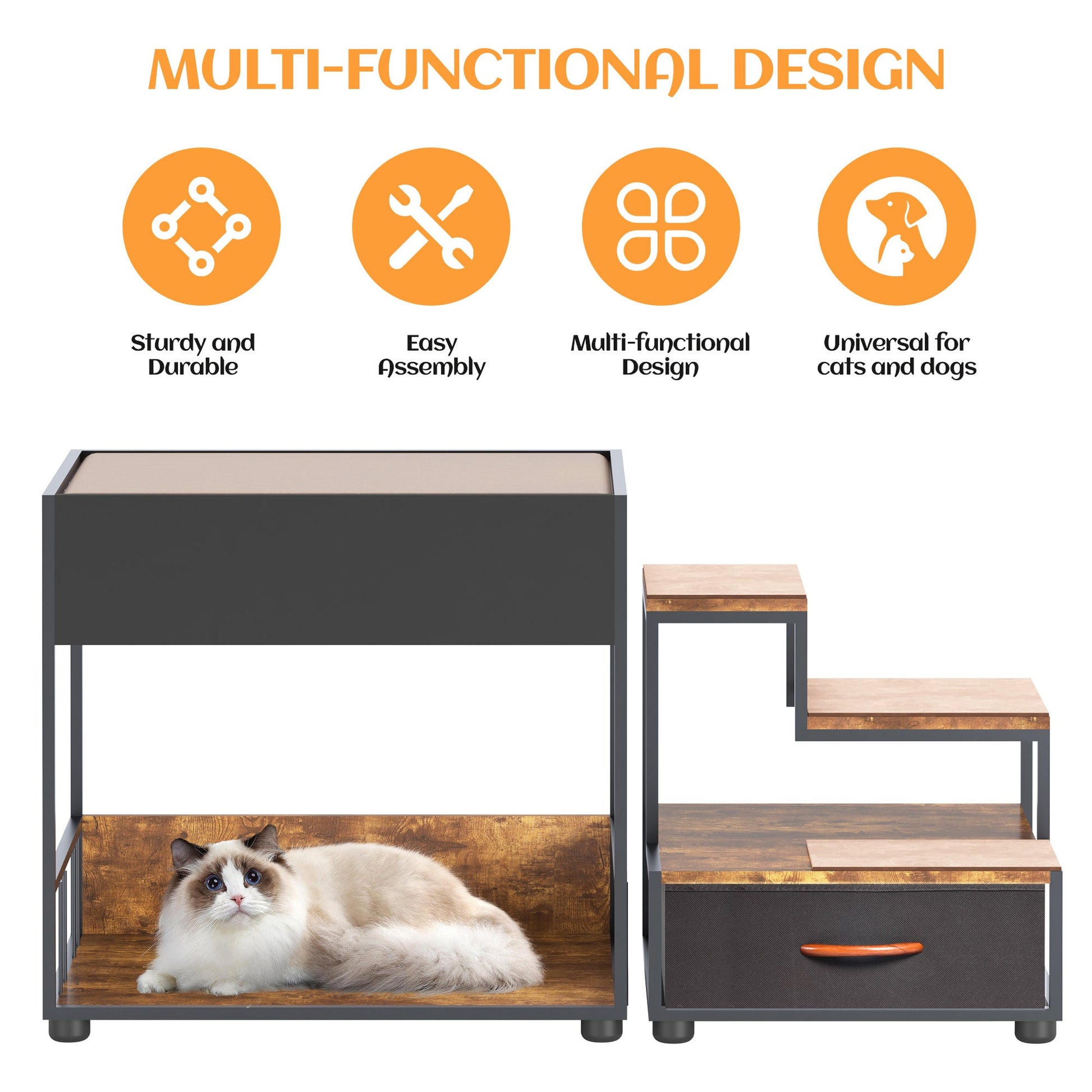Dog Bed Multi-Level Elevated Window Perch Bunk Bed with Steps - Detail Angle 7 | Majestic Pet Kingdom