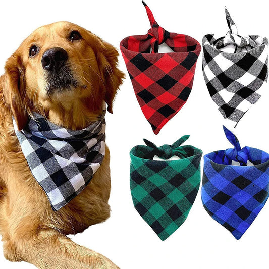 Dog Bandanas Large Pet Scarf Bandana For Dog Cotton Plaid Washable Bow Tie Collar Cat Puppy Triangular Scarf Bib Dog Accessories | Purrfect Pet Kingdom