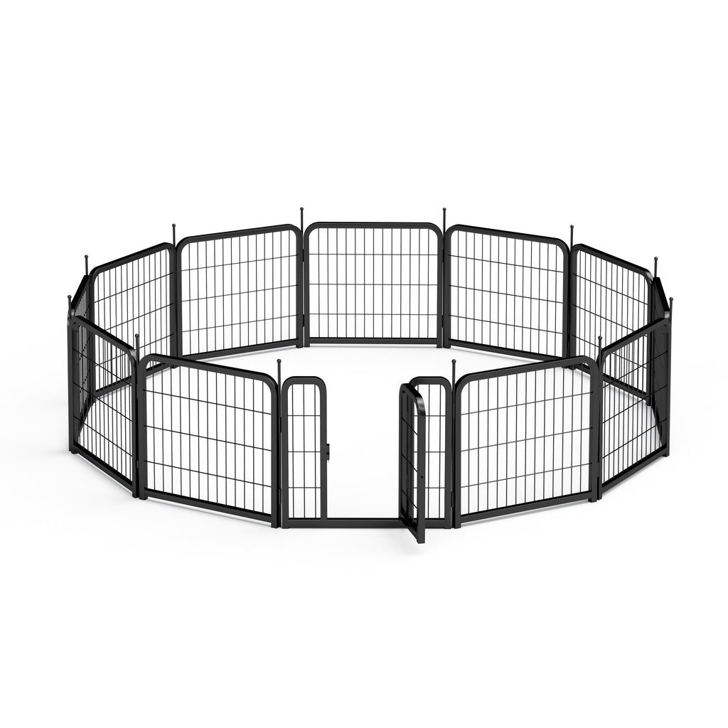 Outdoor 12 piece dog fence, 24 inch portable indoor game fence for small dog pets. Black, 22.2 inches wide x 23.6 inches high. - Majestic Pet Kingdom