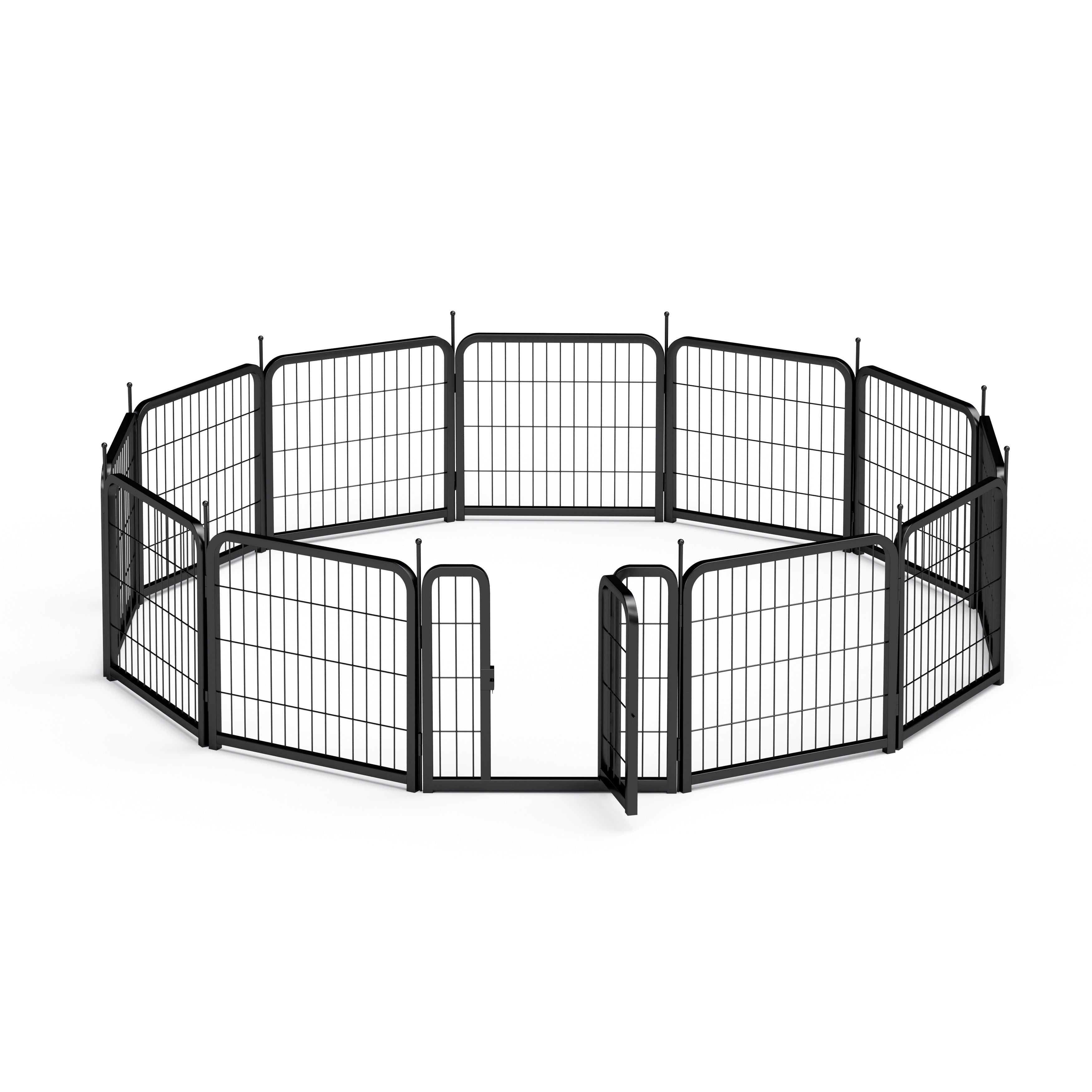 Outdoor 12 piece dog fence, 24 inch portable indoor game fence for small dog pets. Black, 22.2 inches wide x 23.6 inches high. - Majestic Pet Kingdom
