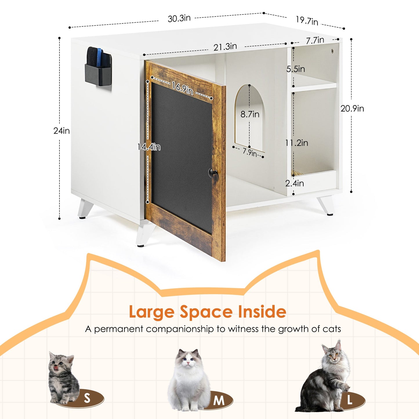 Hidden Cat Litter Box Enclosure - Furniture with Scratch Pad