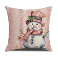 Pink Dog Christmas Snowman Pillow Cover Home Sofa Cushion Cover Holiday Pillow