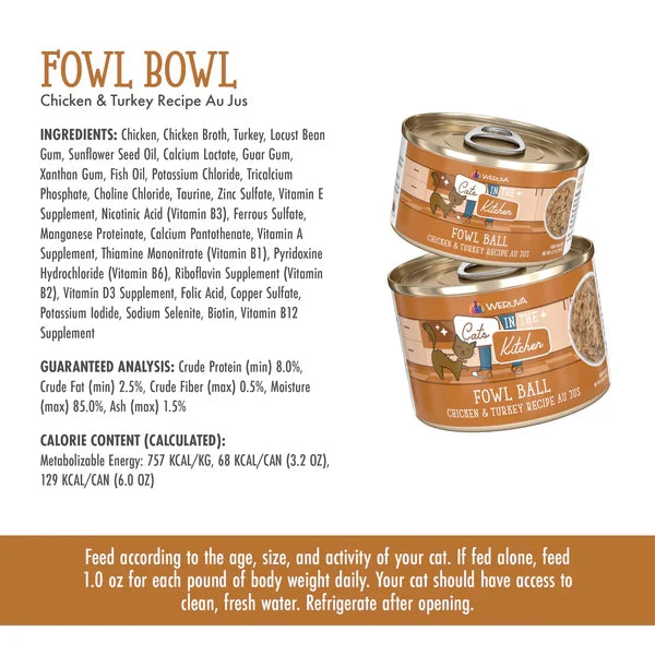 Cats in the Kitchen Fowl Ball Chicken and Turkey Recipe Au Jus - Majestic Pet Kingdom