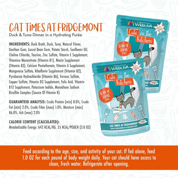 Cats in the Kitchen Paté Cat Times at Fridgemont Duck & Tuna Dinner in a Hydrating Purée (3oz) - Majestic Pet Kingdom