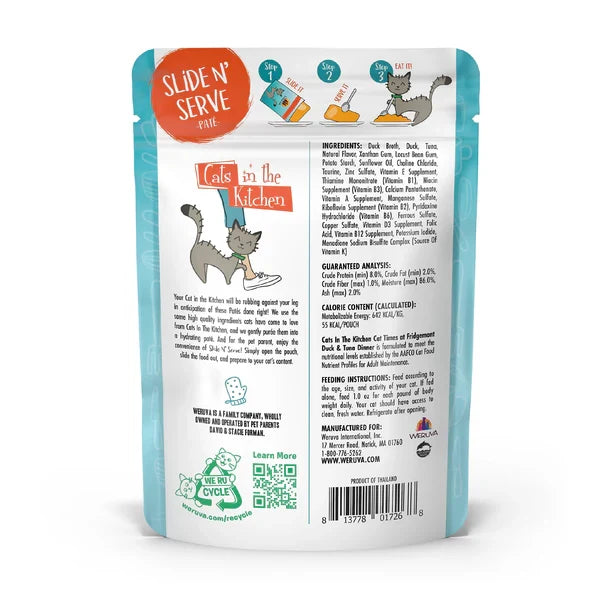 Cats in the Kitchen Paté Cat Times at Fridgemont Duck & Tuna Dinner in a Hydrating Purée (3oz) - Majestic Pet Kingdom