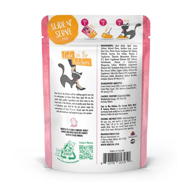 Cats in the Kitchen Paté The Karate Kitty Beef & Salmon Dinner in a Hydrating Purée (3oz) - Majestic Pet Kingdom