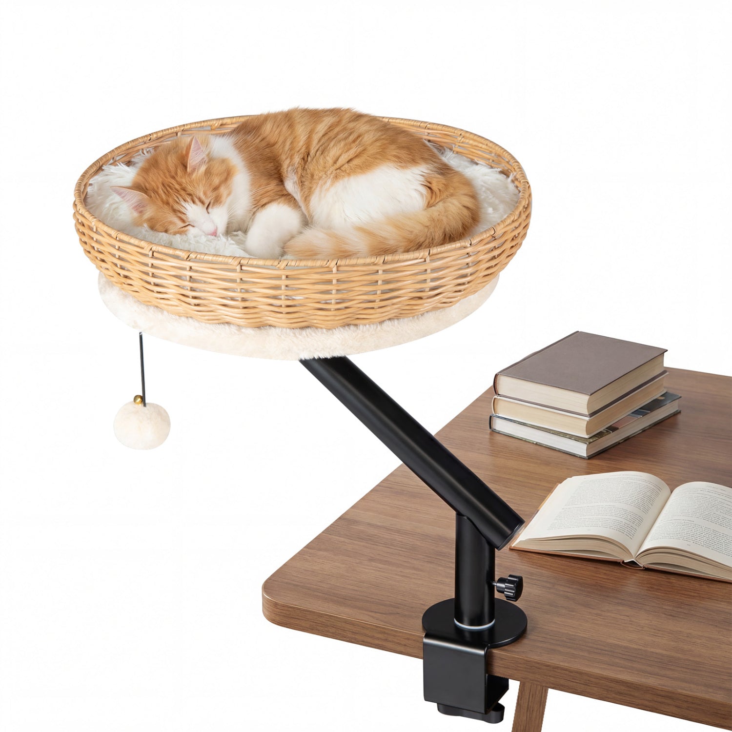 Cat Desk Bed with Removable Padded Cushion for Indoor Cats