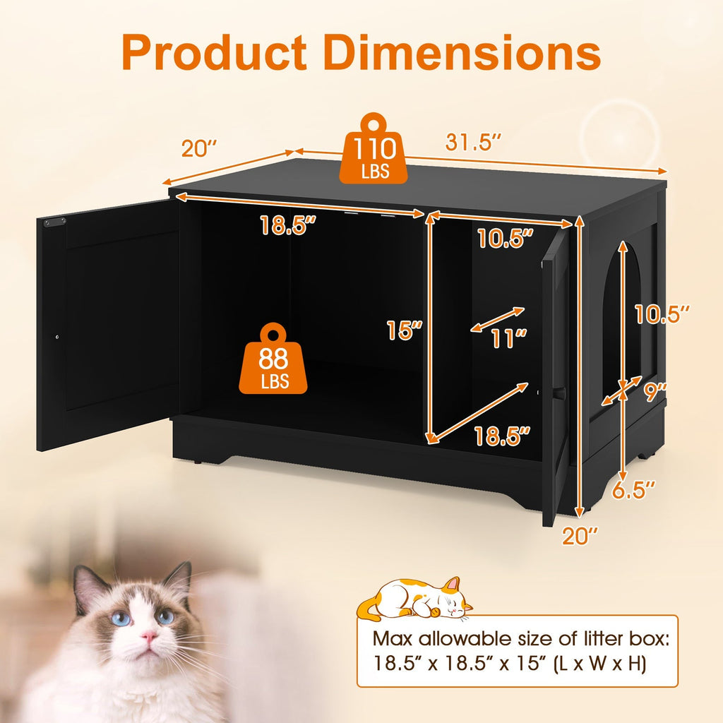 Cat Litter Box Enclosure Furniture Indoor Wooden Cat House End Side Table Nightstand