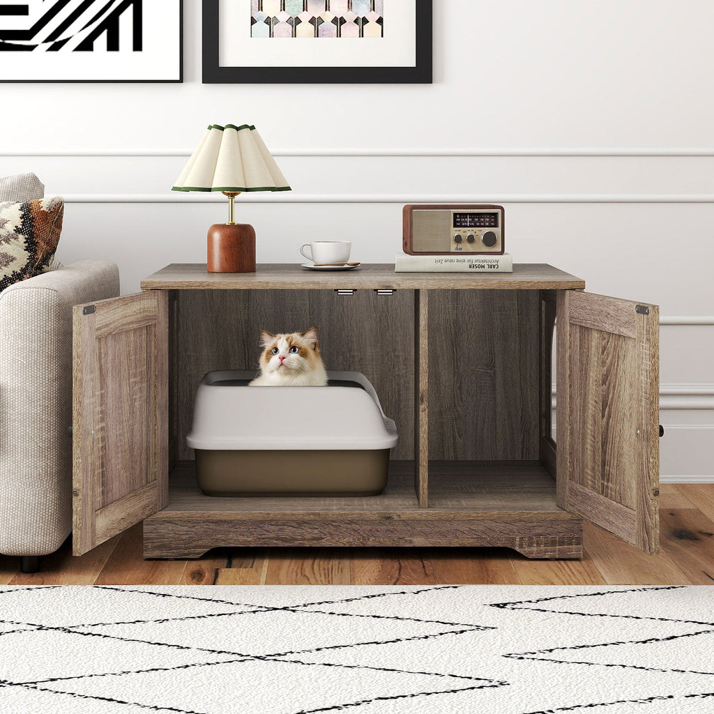 Cat Litter Box Enclosure Furniture Indoor Wooden Cat House End Side Table Nightstand