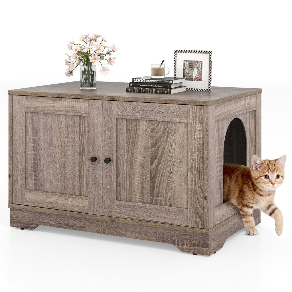 Cat Litter Box Enclosure Furniture Indoor Wooden Cat House End Side Table Nightstand