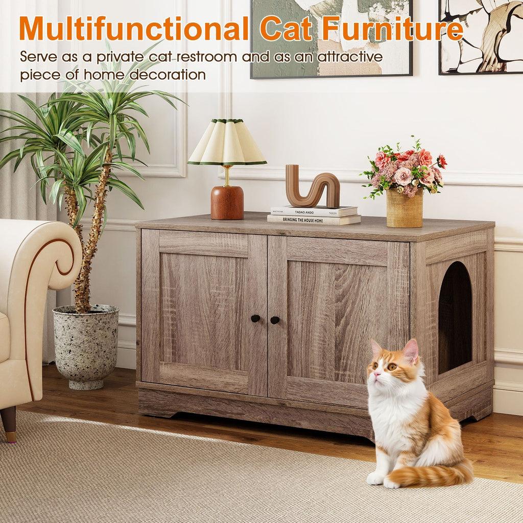 Cat Litter Box Enclosure Furniture Indoor Wooden Cat House End Side Table Nightstand