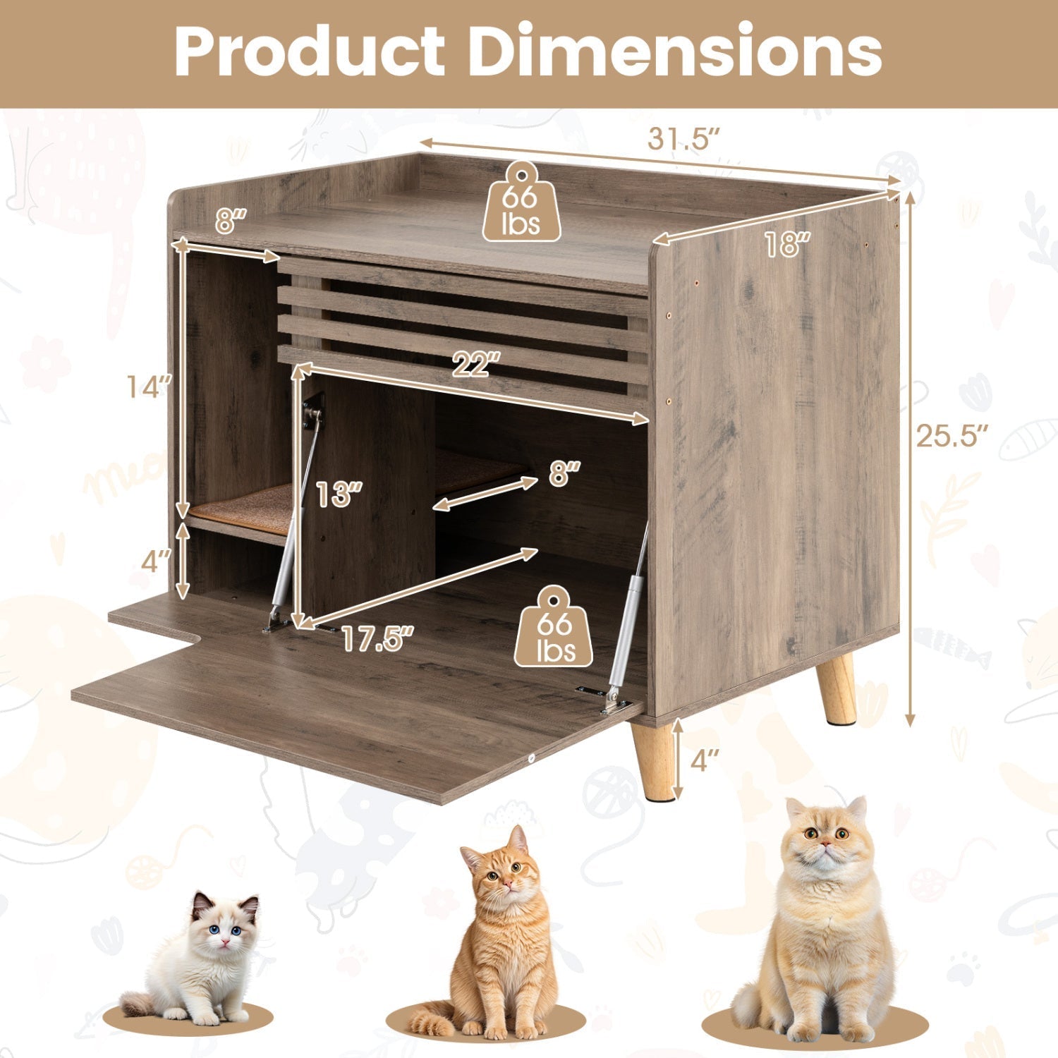 Cat Litter Box Enclosure with Flip-down Opening Door and Scratching Mat - Majestic Pet Kingdom
