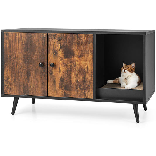 Cat Litter Box Enclosure with Double Door Cabinet | Purrfect Pet Kingdom