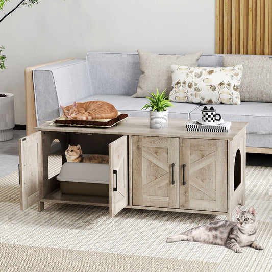 Cat Litter Box Enclosure for 2 Cats Modern Kitty Litter Box Furniture Hidden | Purrfect Pet Kingdom