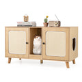 43 Inches Cat Litter Box Enclosure with Double Rooms and 2 Sisal Scratching Mats