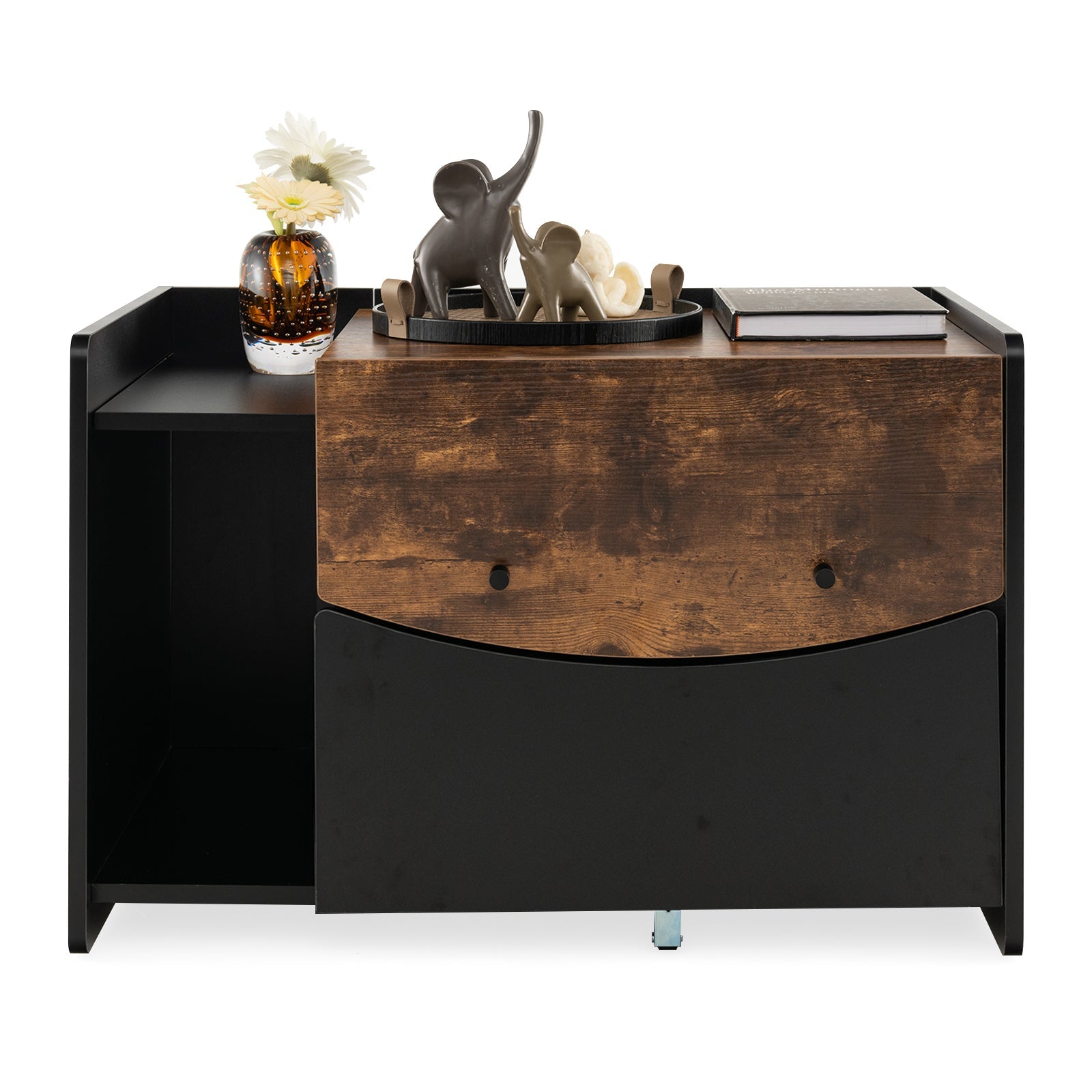 Cat Litter Box Enclosure with Pull-out Drawer-Black | Purrfect Pet Kingdom