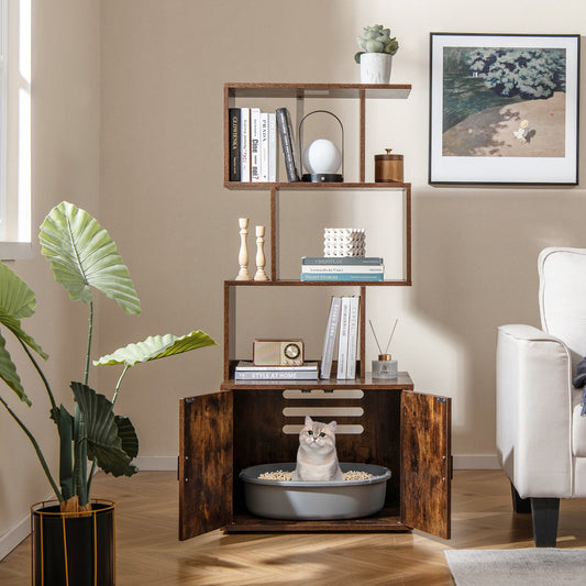 56 Inch Tall Cat Litter Box Enclosure with Storage | Purrfect Pet Kingdom