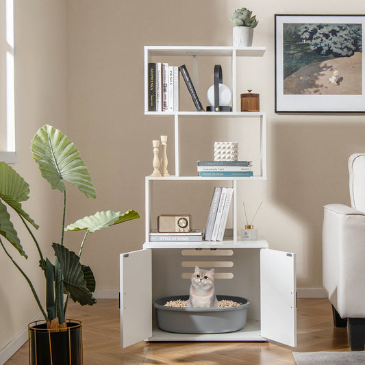 56 Inch Tall Cat Litter Box Enclosure with Storage | Purrfect Pet Kingdom