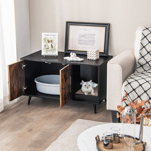 Cat Litter Box Enclosure with Double Door Cabinet | Purrfect Pet Kingdom