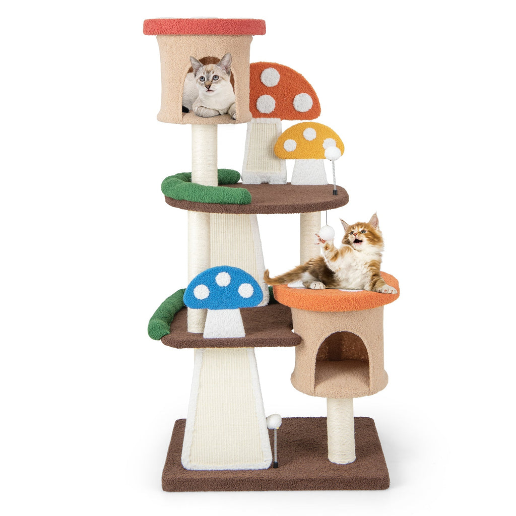 4-In-1 Cat Tree with 2 Condos and Platforms for Indoors-Multicolor - Majestic Pet Kingdom