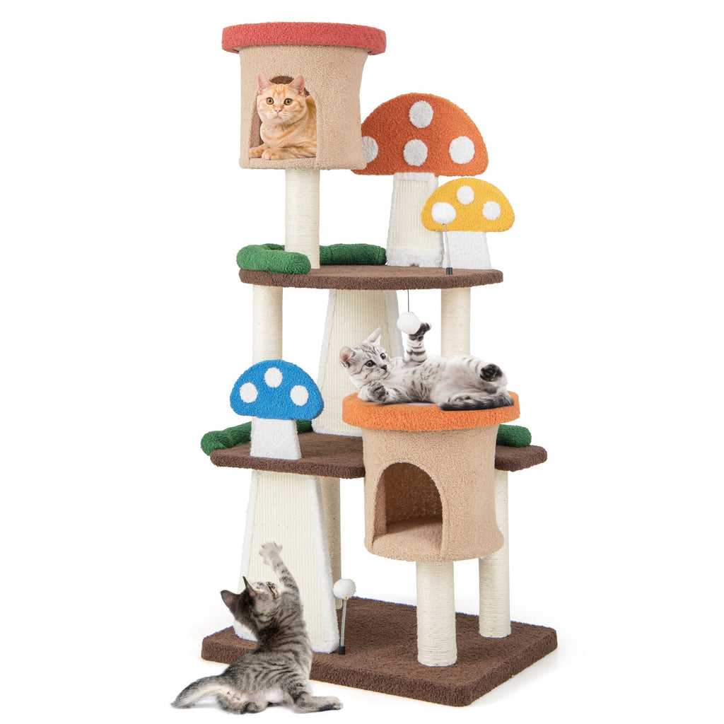 4-In-1 Cat Tree with 2 Condos and Platforms for Indoors-Multicolor - Majestic Pet Kingdom