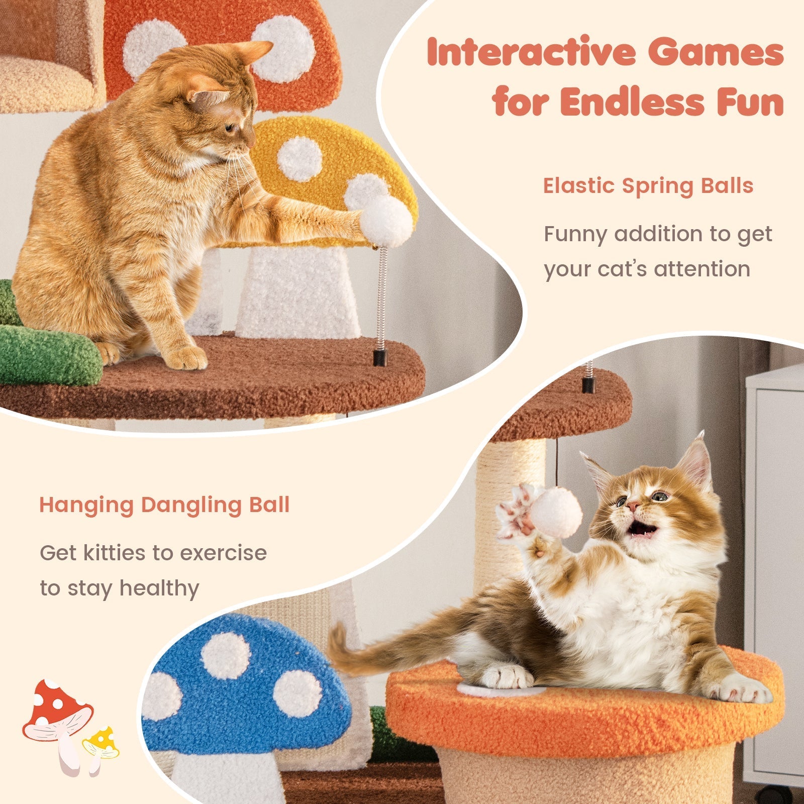 4-In-1 Cat Tree with 2 Condos and Platforms for Indoors-Multicolor - Majestic Pet Kingdom