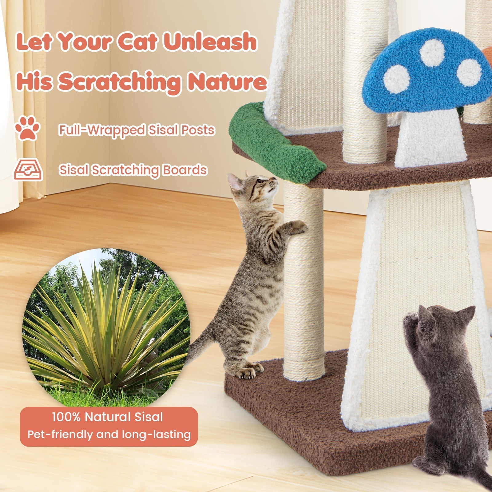 4-In-1 Cat Tree with 2 Condos and Platforms for Indoors-Multicolor - Majestic Pet Kingdom