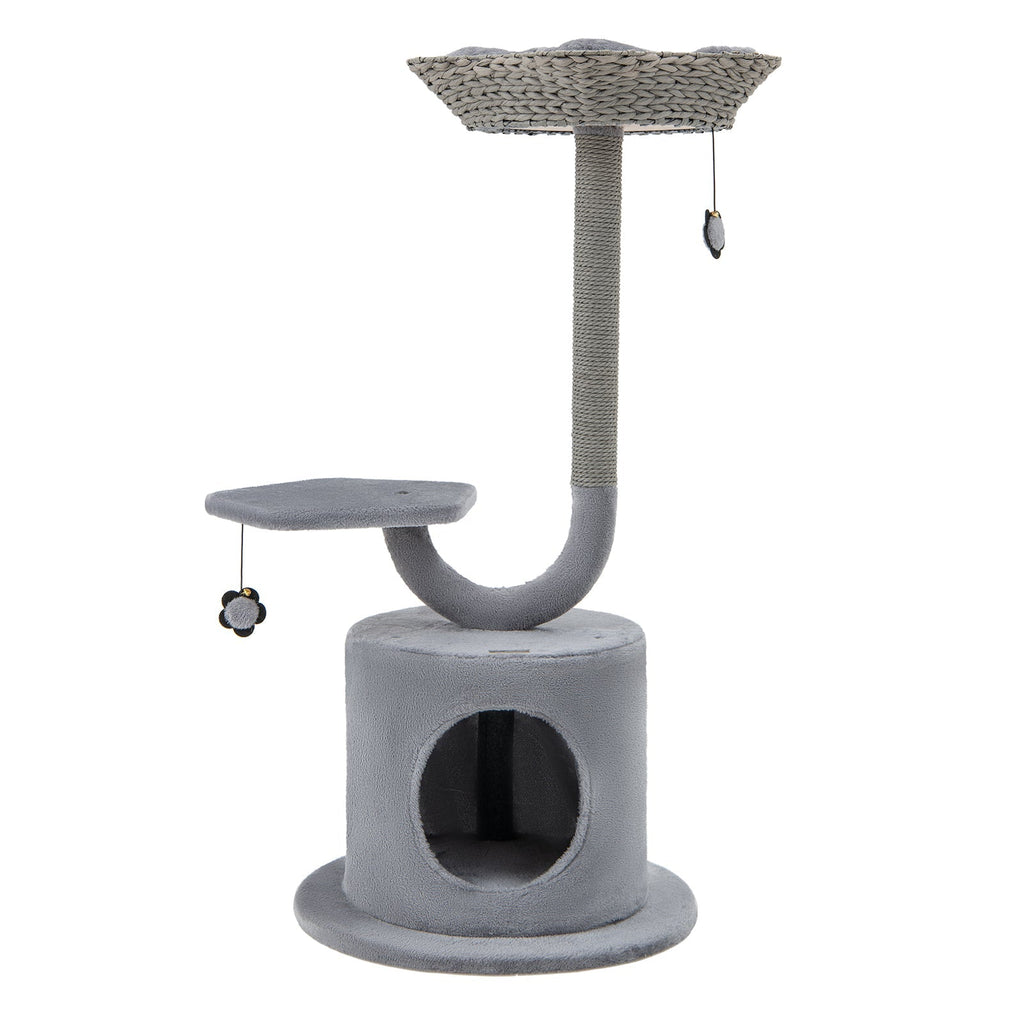 42 Inch Tall Cat Tower with Curved Metal Supporting Frame for Large and Small Cats-Gray - Majestic Pet Kingdom